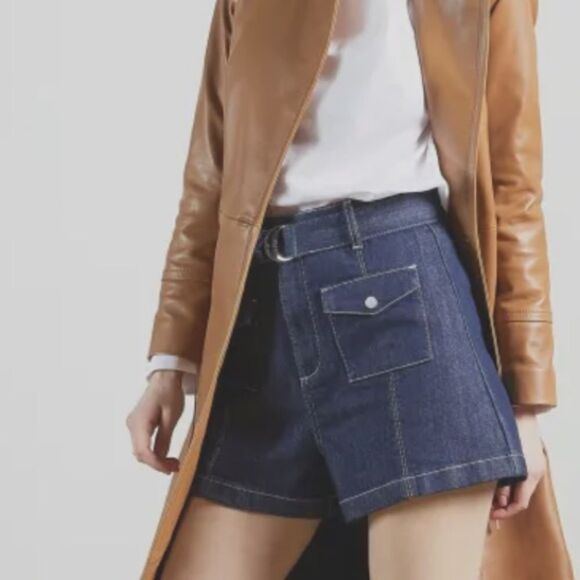 Ted Baker London Shortan Jean Shorts Ring Patch Pocket Denim Dark Wash Size 26 - Picture 9 of 14